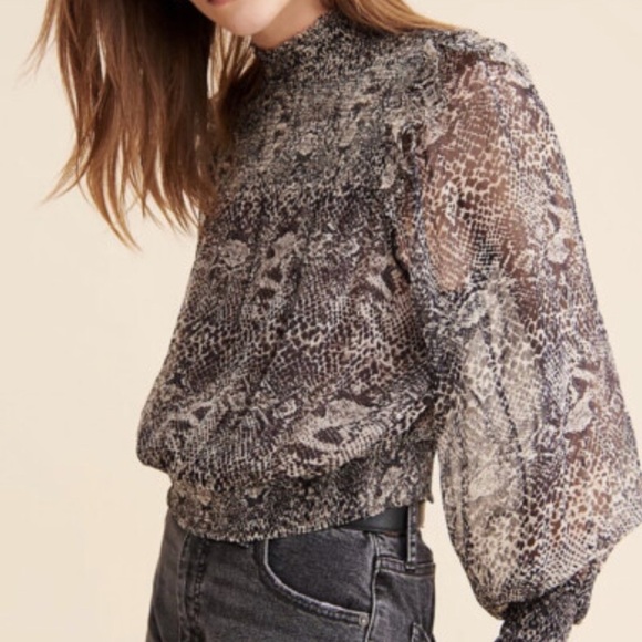 Free People Roma Blouse Snakeskin Print Size Large - Picture 1 of 11